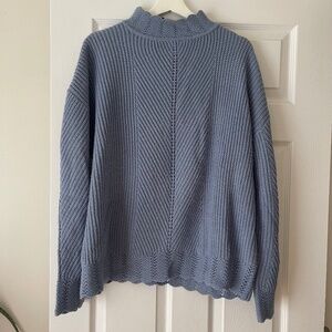 ASOS Periwinkle Blue Scalloped Knit Mockneck Sweater